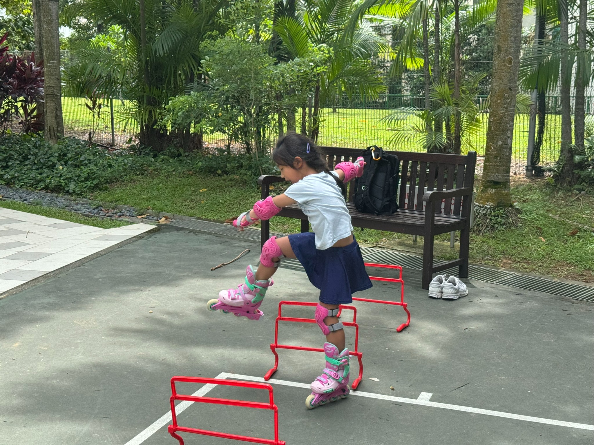 Student practising an obstacle drill